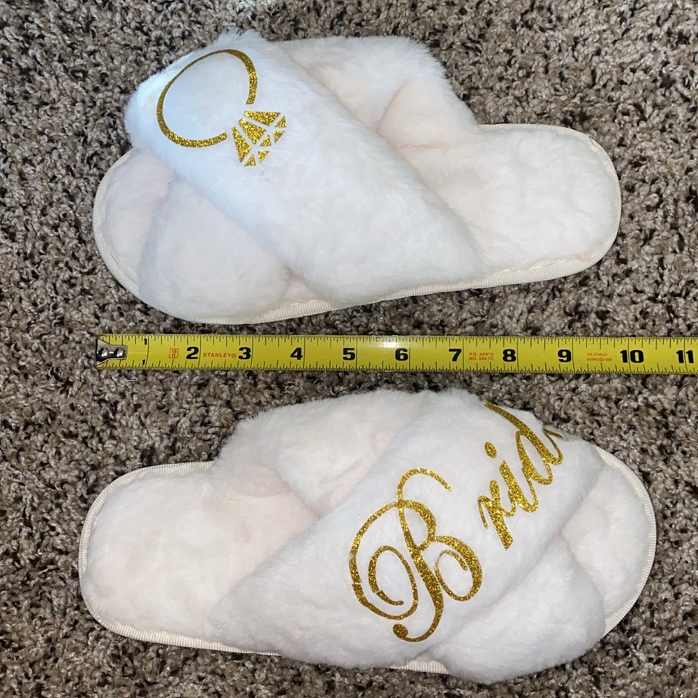 🪼Brand new ivory fluffy “Bride” slippers! - Picture 3 of 7